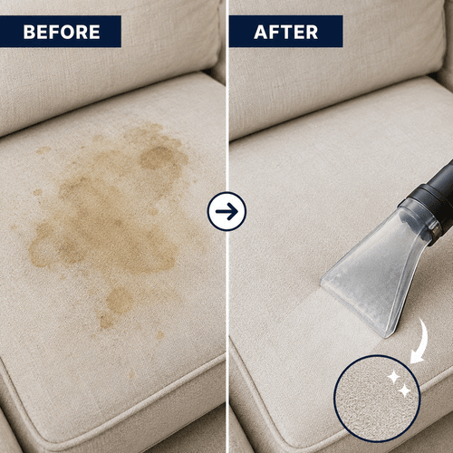 Before and after deep fabric cleaning